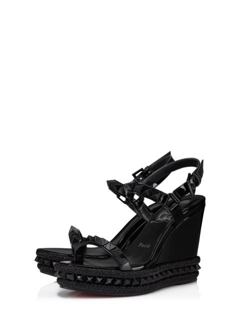 Christian Louboutin Christian Louboutin Pyraclou Wedge Sandal in Black/Lin Black at Nordstrom