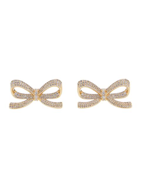 self-portrait Self-Portrait Women Metallic Bow Shaped Earings With Crystal Embellishments In Gold Plated Brass Wom