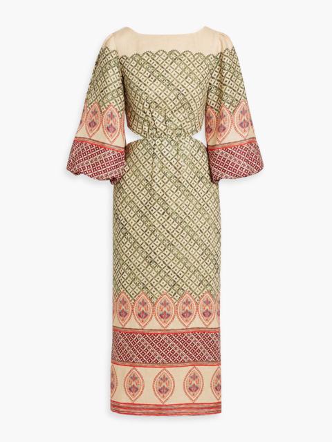 Other Designers Neelam cutout printed linen midi dress