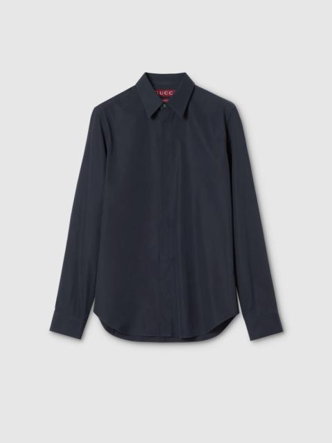 GUCCI Piece dyed poplin shirt with embroidery