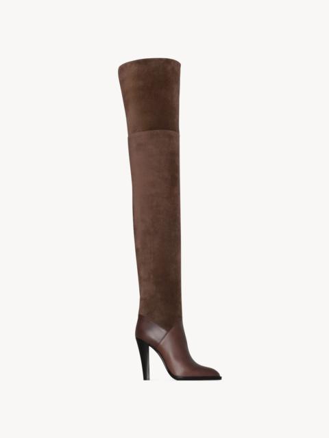 SAINT LAURENT NADJA BOOTS IN SMOOTH LEATHER AND SUEDE