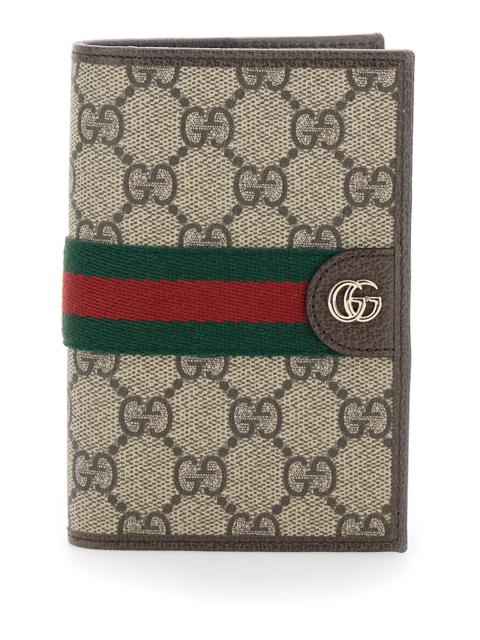 GUCCI Gucci Women 'Ophidia' Beige Wallet With Metallic Logo On The Front And All-Over Gg Motif In Fabric W