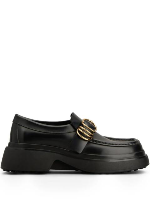 Tod's Tod's Women Leather Chunky Loafers With Metal Buckle And Rings