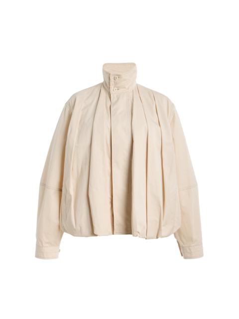 Lemaire Pleated Cotton Satin Blouson Jacket ivory