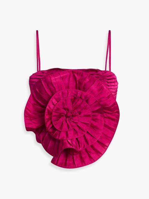 PatBO Dream floral-appliquéd satin top