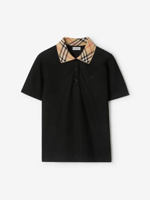 Burberry Check Collar Cotton Polo Shirt