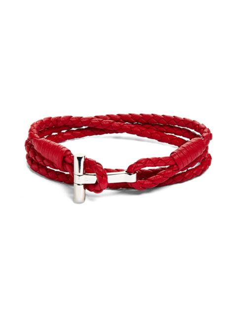 TOM FORD TOM FORD Men's Scoubidou Braided Leather Bracelet in Scarlet at Nordstrom