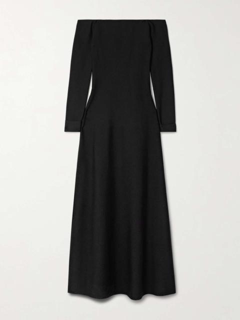 Aine off-the-shoulder silk-jersey maxi dress Black