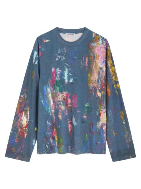 Acne Studios Paint-splattered Stretch-cotton top
