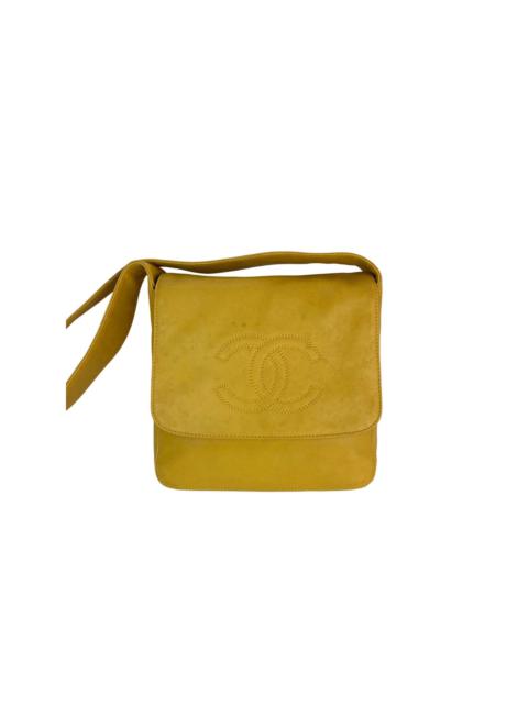 Chanel Vintage Lambskin Yellow Messenger Bag