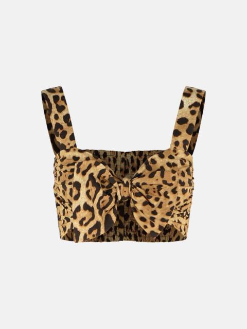 Dolce & Gabbana LEOPARD-PRINT COTTON BUSTIER