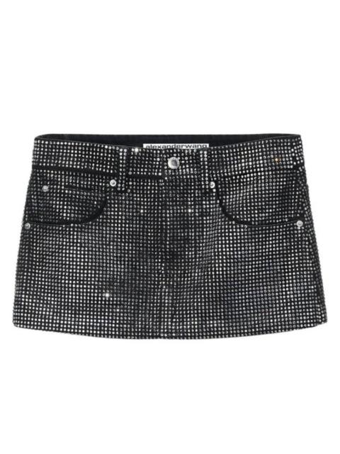 T by Alexander Wang Distressed Crystal Mini Skirt