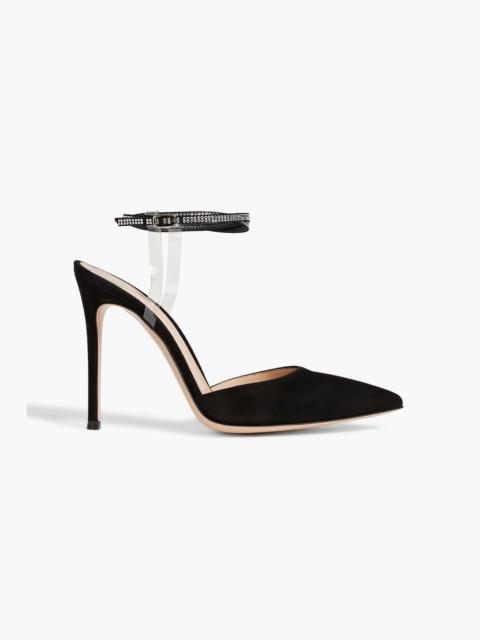 Gianvito Rossi Jewel crystal-embellished PVC and suede pumps