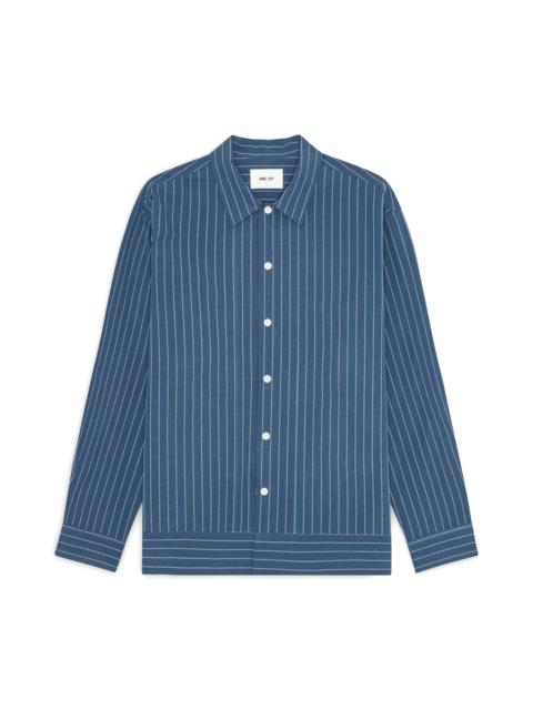 NN07 NN07 Reed Organic Cotton Shirt Jacket in Blue Stripe at Nordstrom