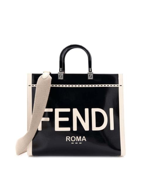 FENDI FENDI Black Patent Leather Sunshine Shopper Tote Medium (Authentic Pre-Loved)