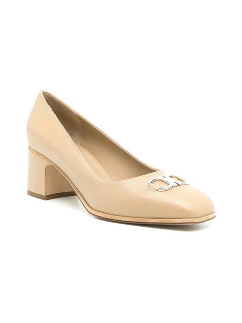 FERRAGAMO Ferragamo Gancini 55mm Square Toe Leather Pump