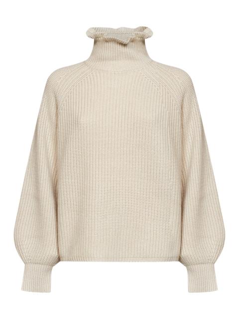 Max Mara Max Mara Women Oatmeal Wool And Cashmere Knit Mxmpontile Wide Sweater