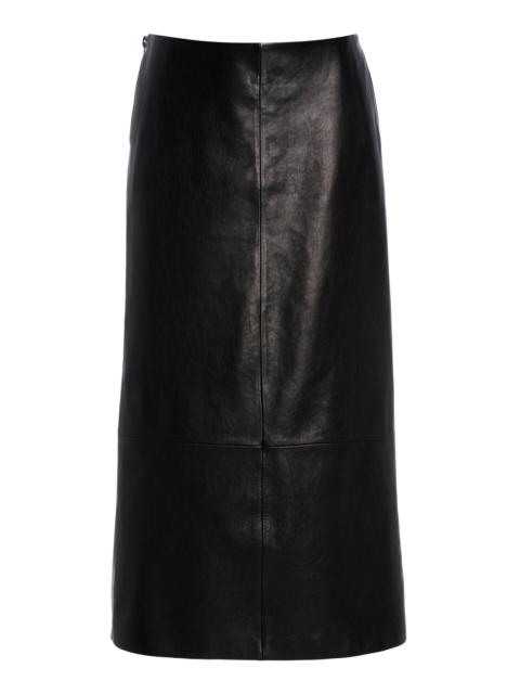 BRANDON MAXWELL The Avery Leather Midi Skirt black