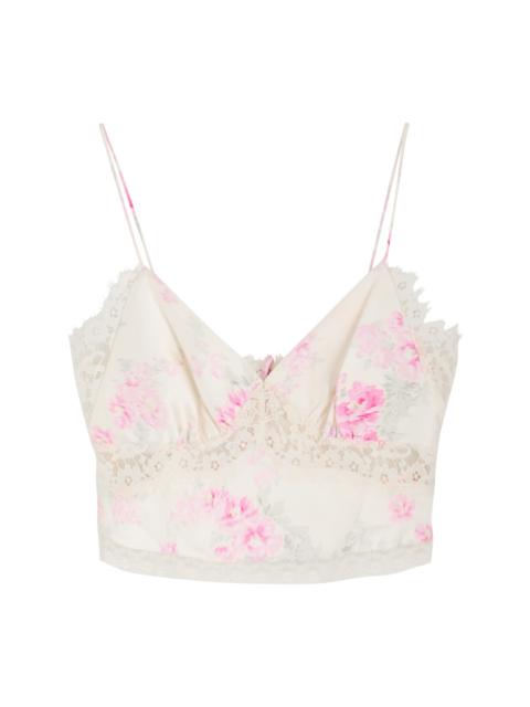 LoveShackFancy Loveshackfancy Spritely Floral-print Satin Camisole top