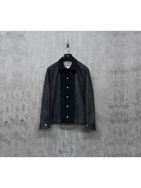 Dior Dior Wool-Paneled Denim Jacket with Embroidered Logo and Button Placket