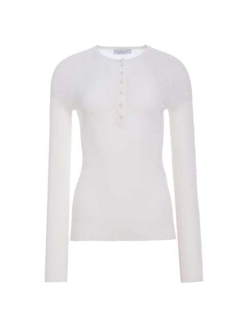 GABRIELA HEARST Anges Knit Henley in Ivory Cashmere Silk with Hemp