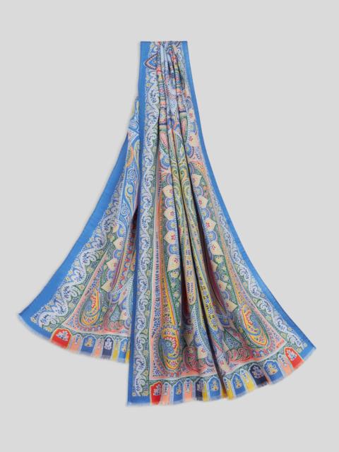 Etro WOOL AND SILK SCARF WITH MULTICOLOURED PRINT