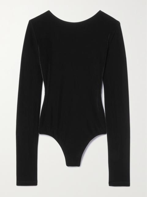 AGOLDE Corrin Open-back Stretch-velvet Bodysuit