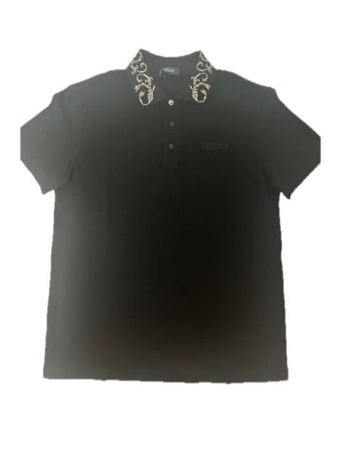 VERSACE Versace Black Embroidered Polo Shirt