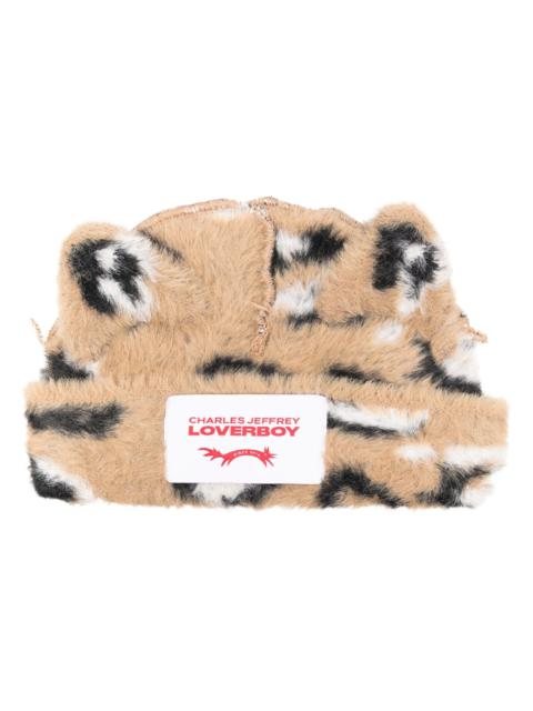 CHARLES JEFFREY LOVERBOY FLUFFY CHUNKY EARS BEANIE (CAMEL BROWN/BLACK/WHITE)