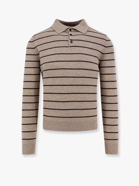 Tonywack Tonywack Super Fine Merino Wool Striped Polo Shirt
