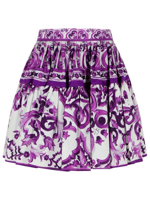 Dolce & Gabbana Short Skirt In Majolica Print Cotton Poplin Women