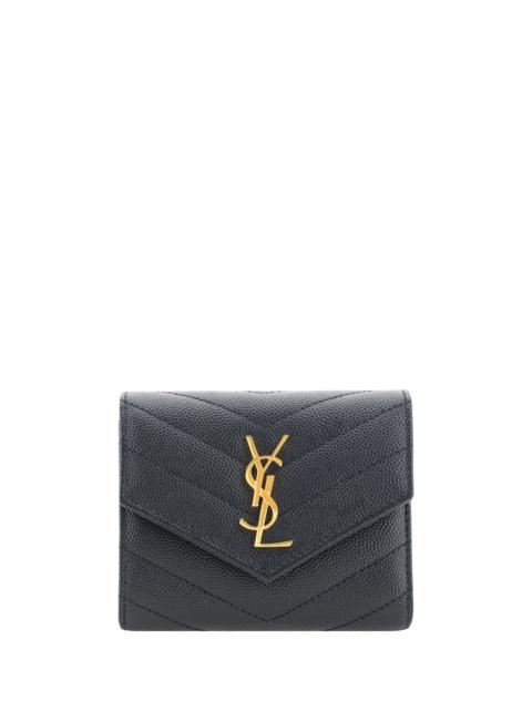 SAINT LAURENT Saint Laurent Cassandre Leather Wallet Black