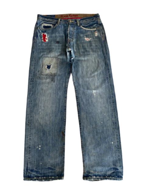 Hysteric Glamour BAGGY JEANS🔥FLASH REPORT SASHIKO STYLE BAGGY DISTRESS DENIM