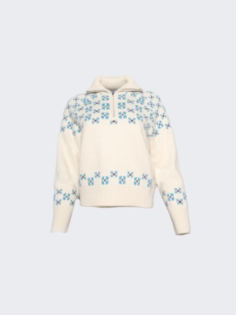 CALLE DEL MAR Winter Fair Isle Half-zip Sweater Natural