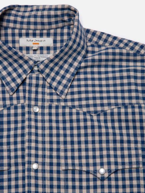 Nudie Jeans Sigge Gingham Cowboy Shirt Indigo