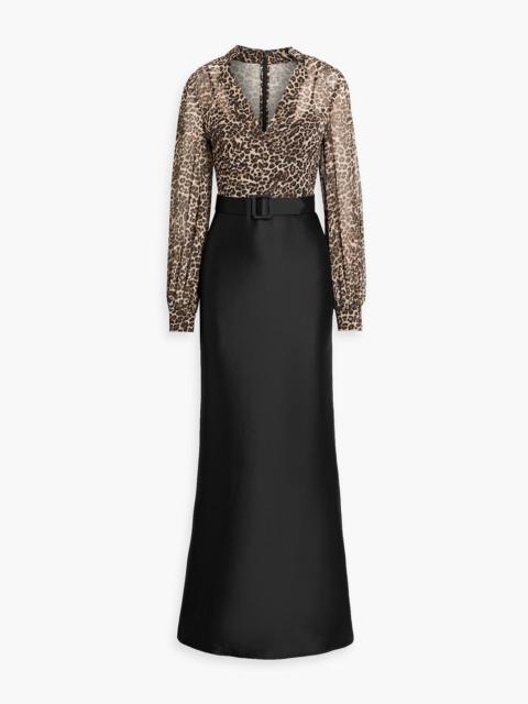 Other Designers Leopard-print chiffon and satin-twill gown
