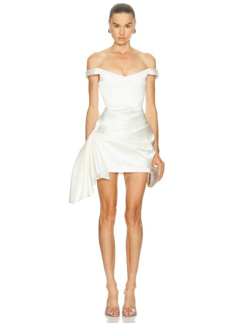 ALEX PERRY Off Shoulder Draped Mini Dress
