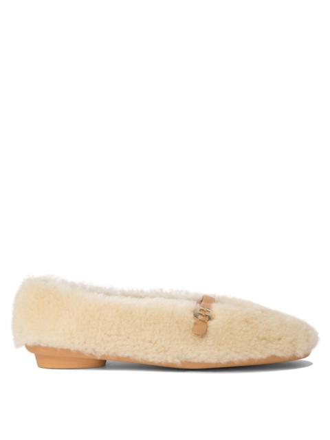 Ferragamo "noella Fur" Shearling Ballet Flats
