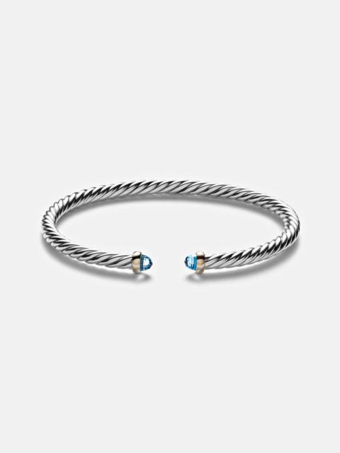 DAVID YURMAN Cable Flex sterling silver and 14kt gold cuff bracelet with topazes