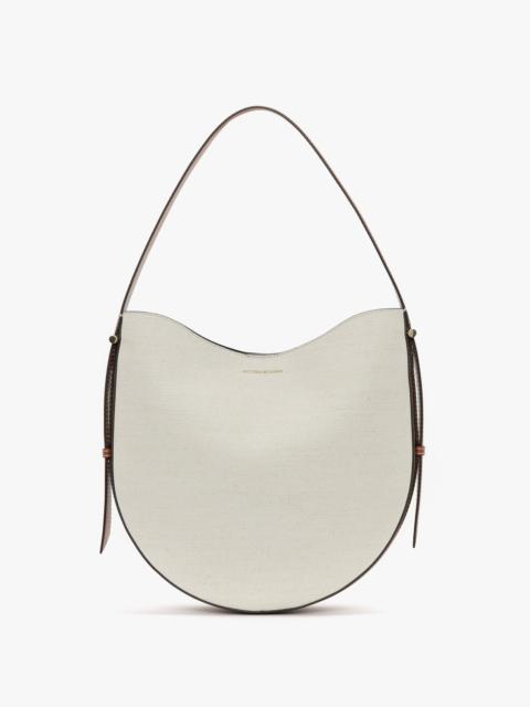 Victoria Beckham Dia Hobo Bag In Ivory Canvas With Tan Leather