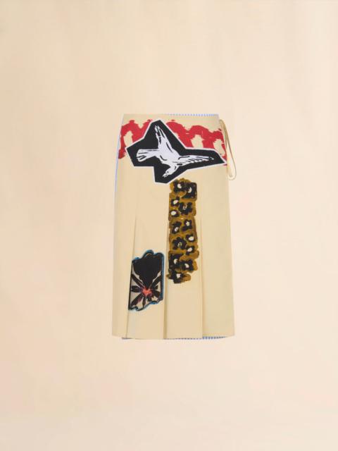 Marni LIGHT BLUE STRIPED POPLIN WRAP SKIRT