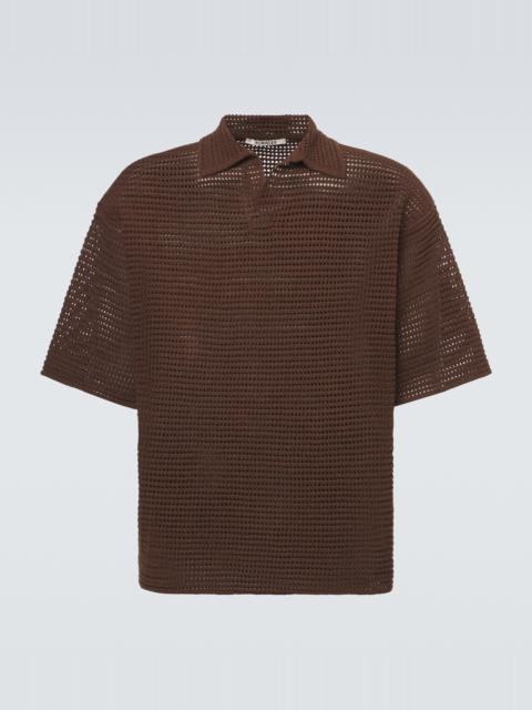 AURALEE Open-knit cotton and silk polo sweater