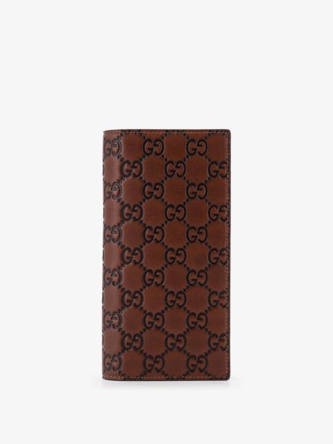 GUCCI Gucci Gg Emblem Leather Wallet With Embossed Gg Motif