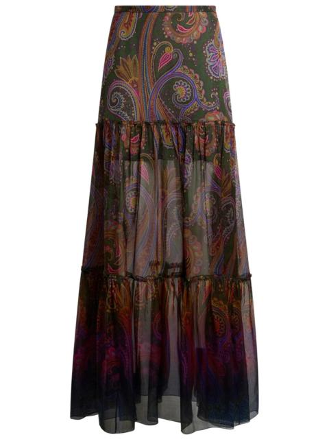 Etro Etro Women Silk Maxi Skirt With Placed Paisley Print