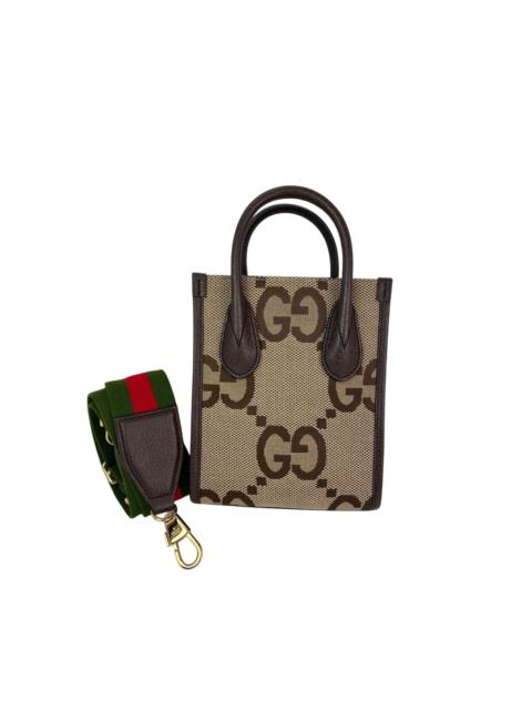 GUCCI Gucci Jumbo GG textured dollar calfskin Mini Web Vertical Tote