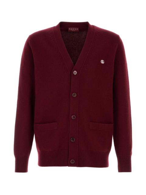 GUCCI Gucci Men Burgundy Wool Blend Cardigan