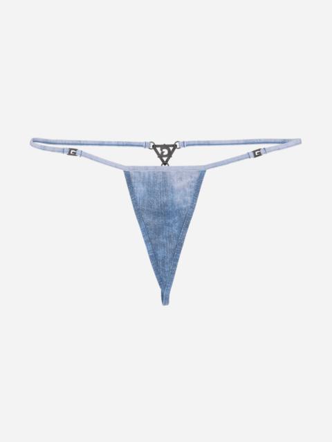 GUESS USA Women's Triangle Thong Denim
