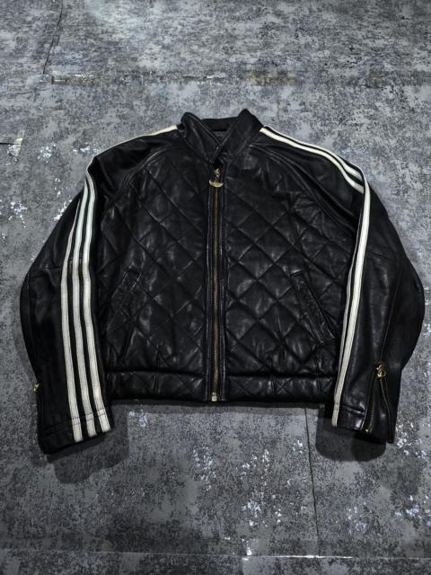 adidas vintage Adidas three-stripe leather crop bomber jacket
