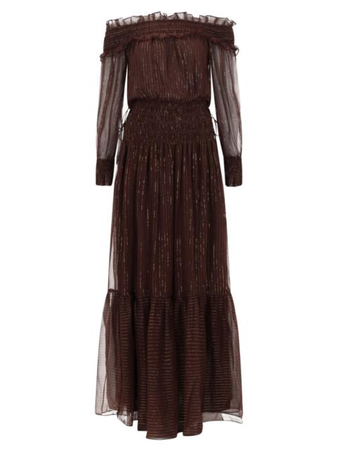 self-portrait SILK DRESS WITH RUFFLES AND FLOUNCES