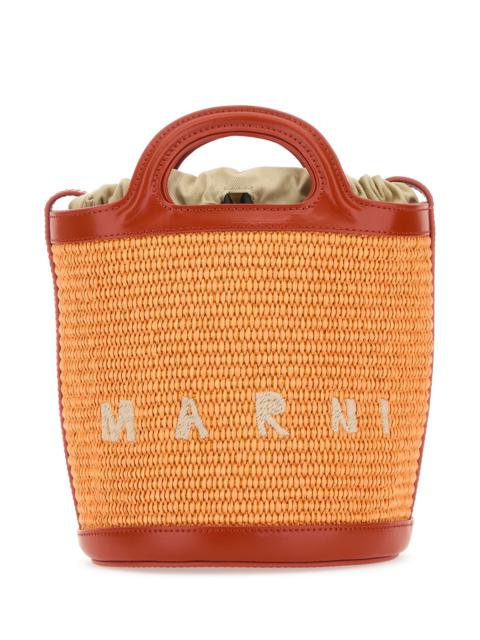 Marni Two-tone leather and raffia Tropicalia bucket bag